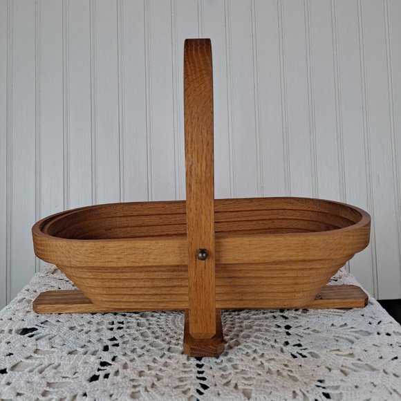 Wooden Collapsible Basket with Handle - Picture 3 of 5